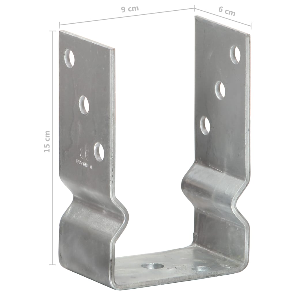 Pfostenträger 6 Stk. Silbern 9×6×15 cm Verzinkter Stahl