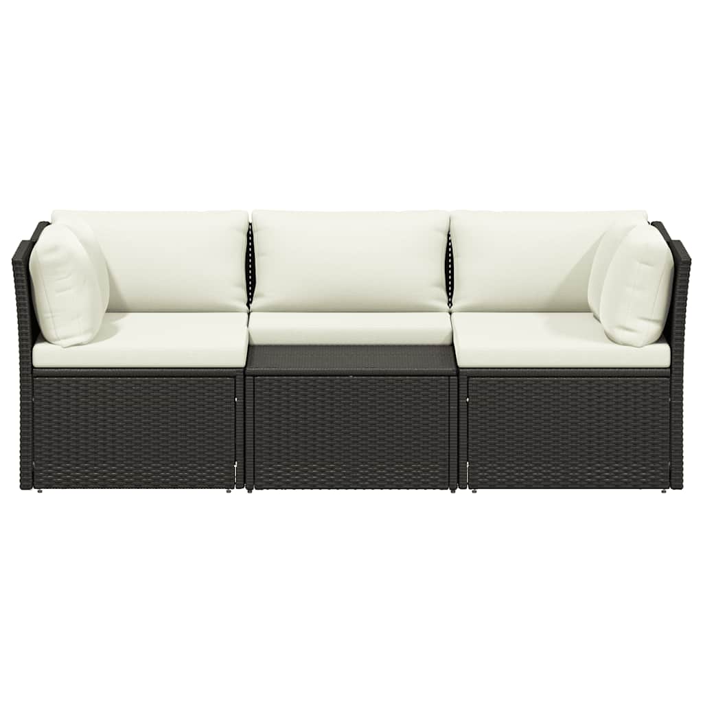 4-tlg. Garten-Lounge-Set mit Kissen Poly-Rattan Braun