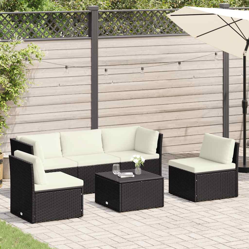 4-tlg. Garten-Lounge-Set mit Kissen Poly-Rattan Braun