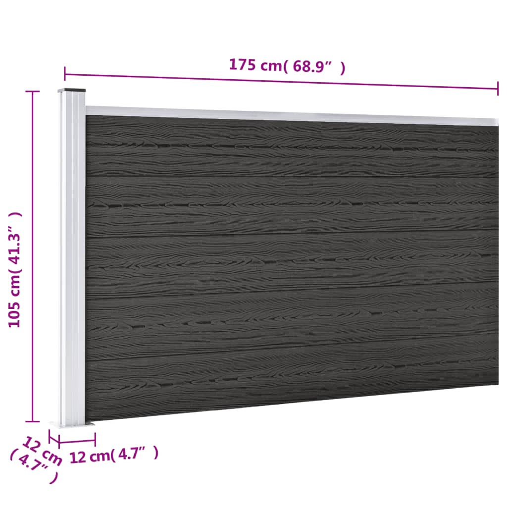 Gartenzaun WPC 175x105 cm Grau