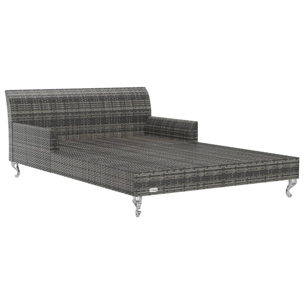 2-person sun lounger with cushions Poly Rattan Grey