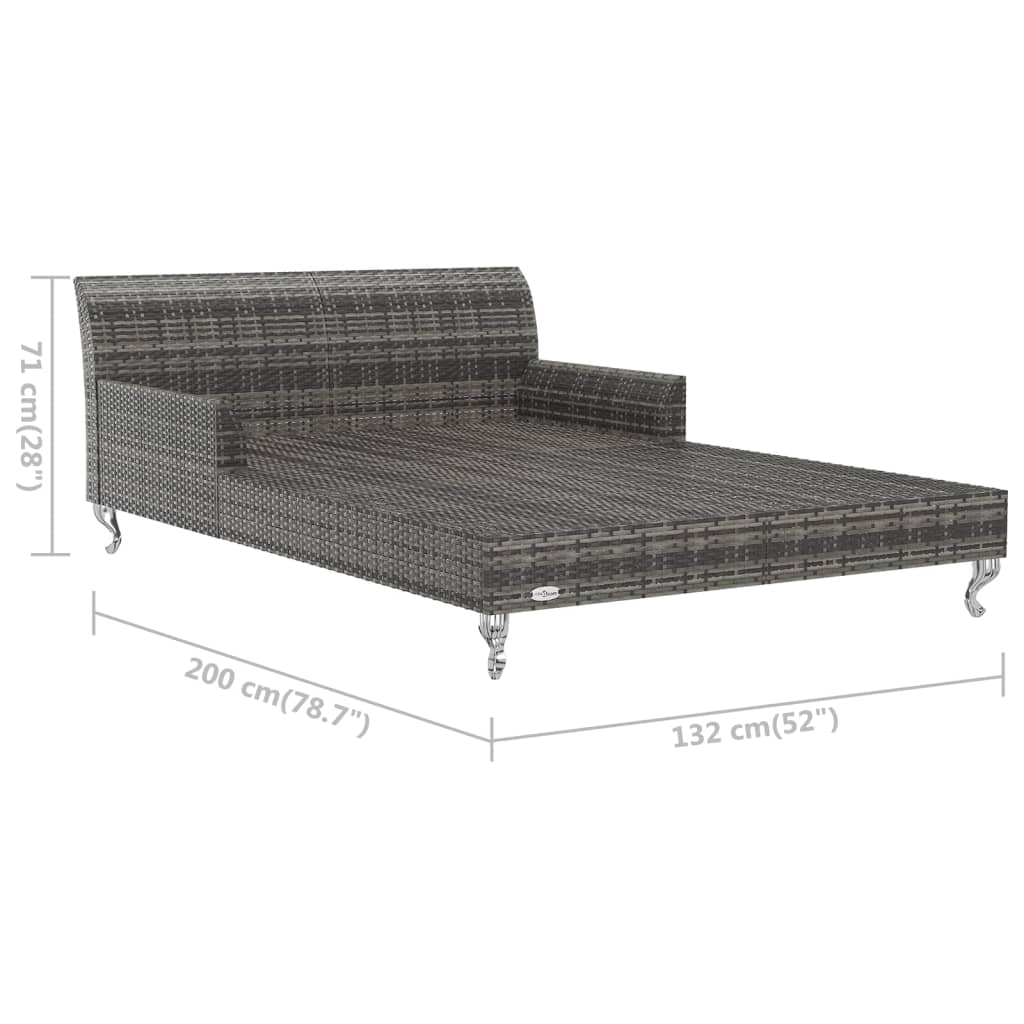 2-person sun lounger with cushions Poly Rattan Grey