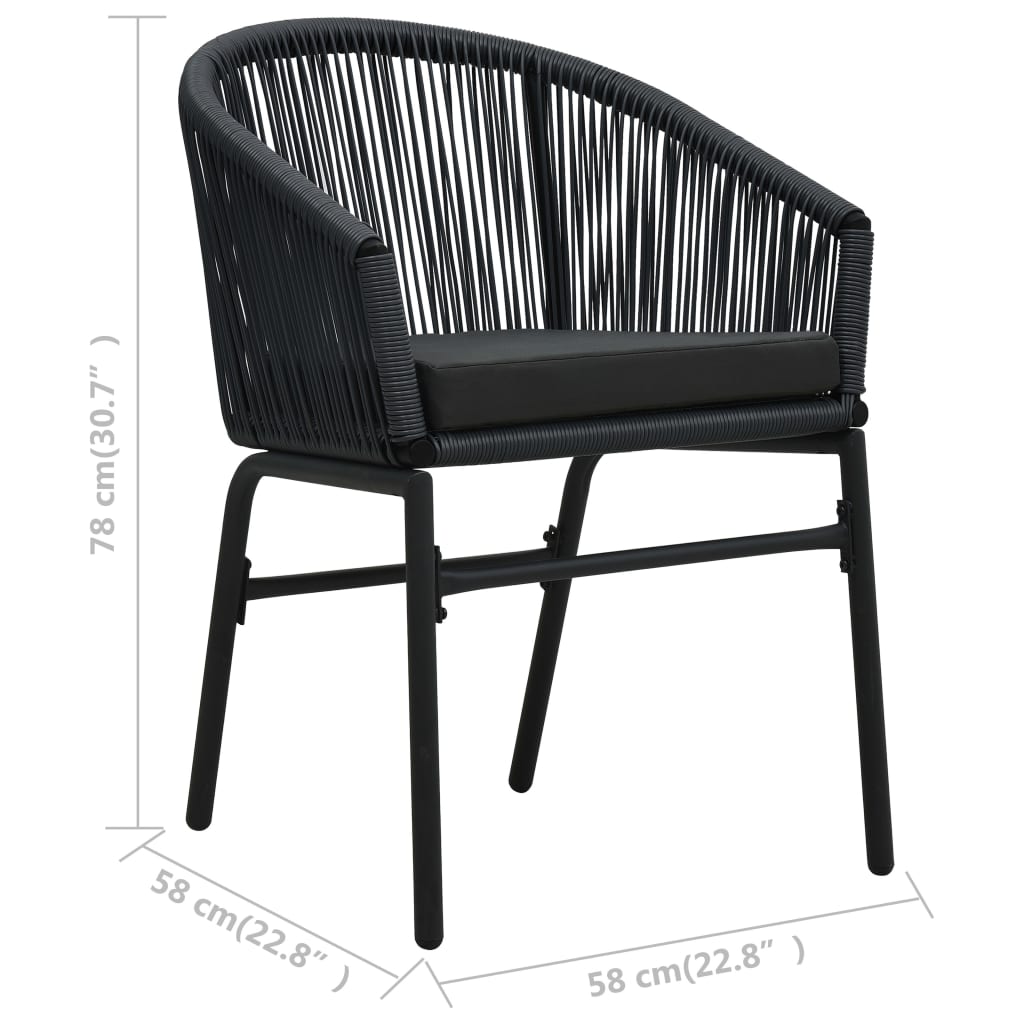 Garden Chairs 2 pcs. Black PE Rattan