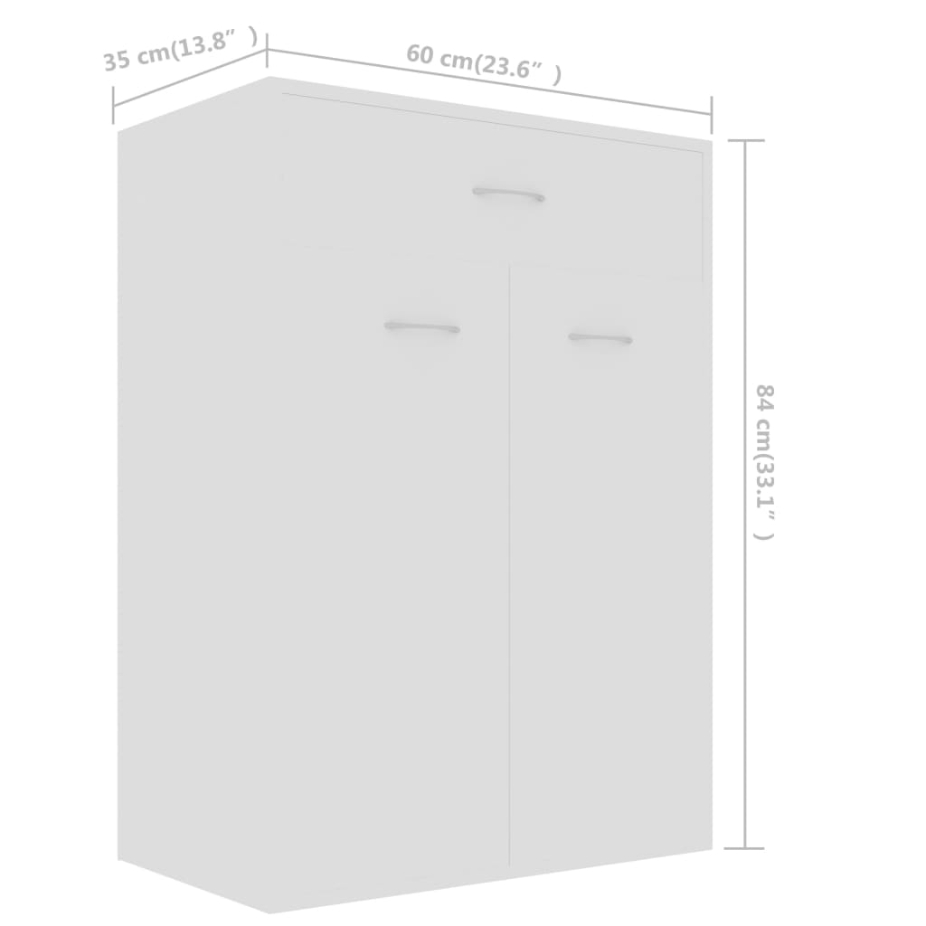 Shoe Cabinet White 60×35×84 cm Wood Material