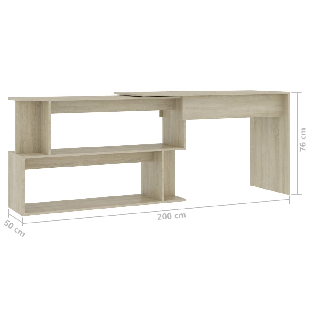 Corner Desk Sonoma Oak 200x50x76 cm Wood Material
