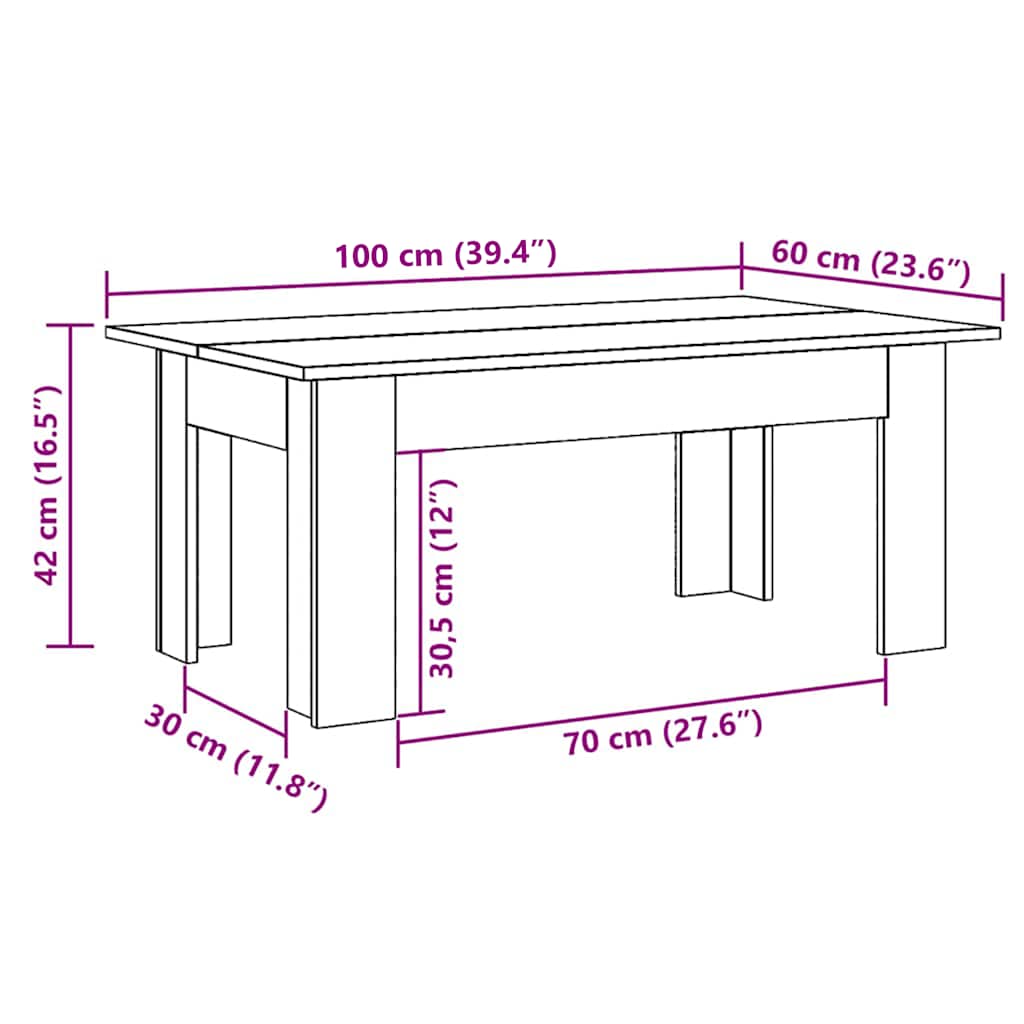 Couchtisch Betongrau 100x60x42 cm Holzwerkstoff