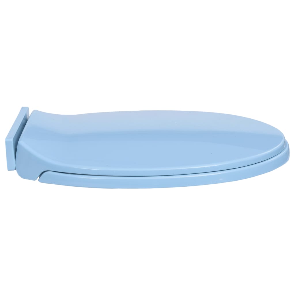 Toilet seat with soft close mechanism Blue Oval