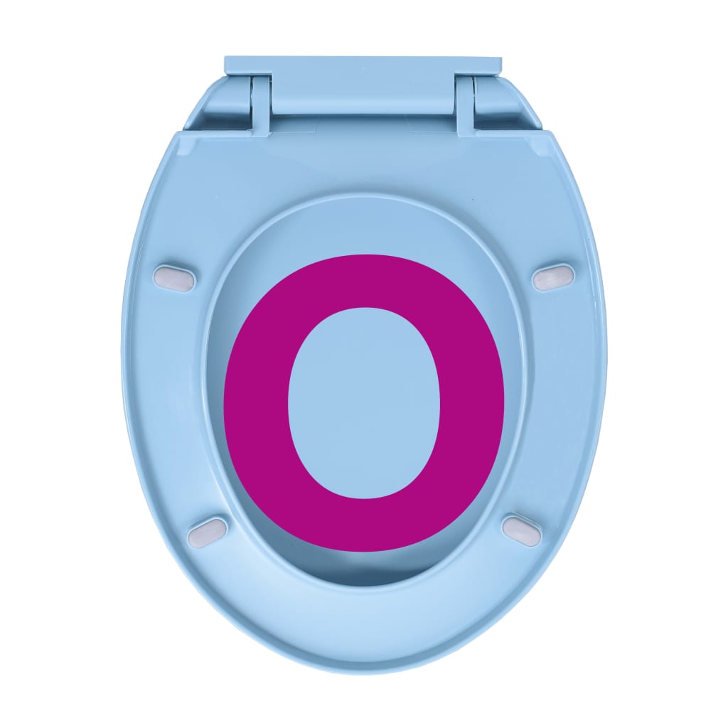 Toilet seat with soft close mechanism Blue Oval
