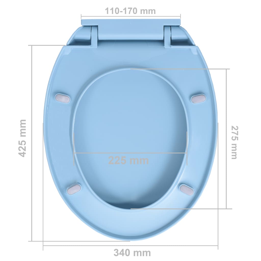 Toilet seat with soft close mechanism Blue Oval