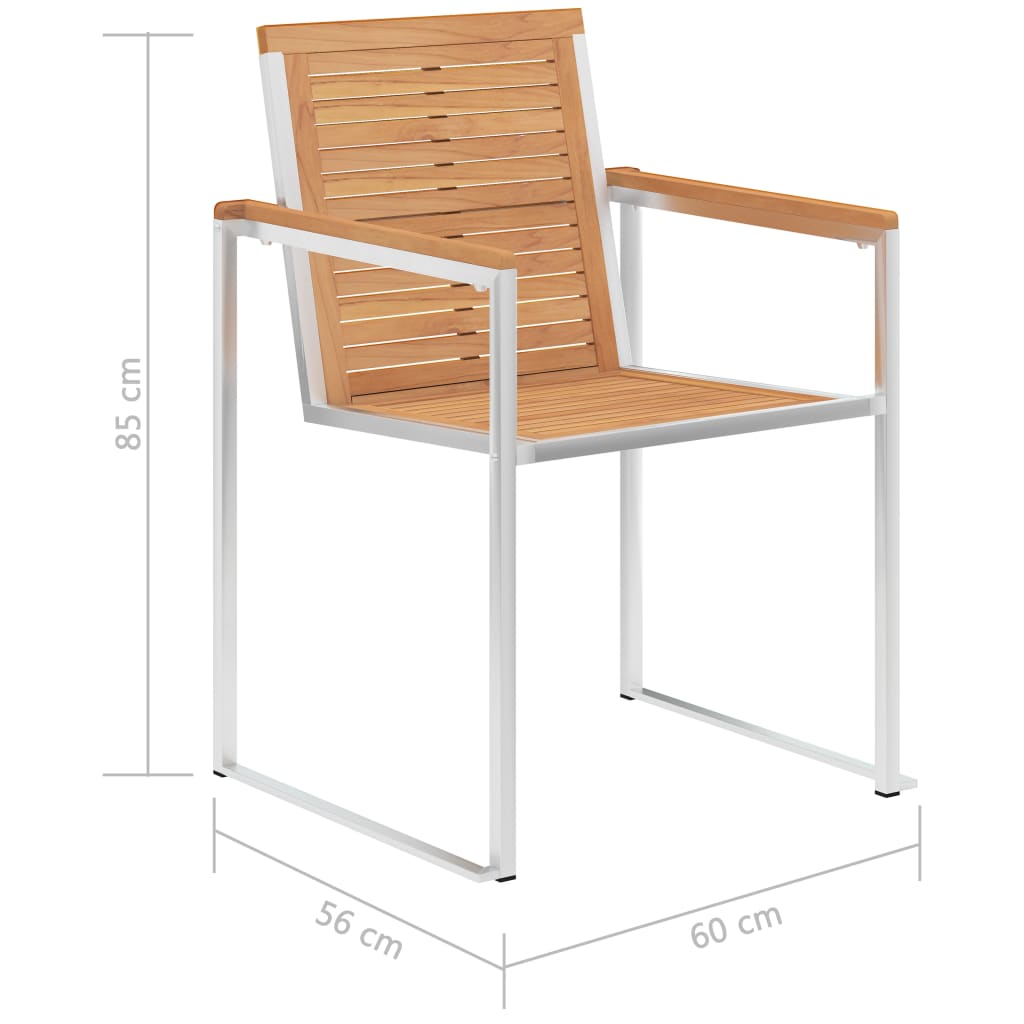 Garden chairs 2 pcs. Solid teak and stainless steel