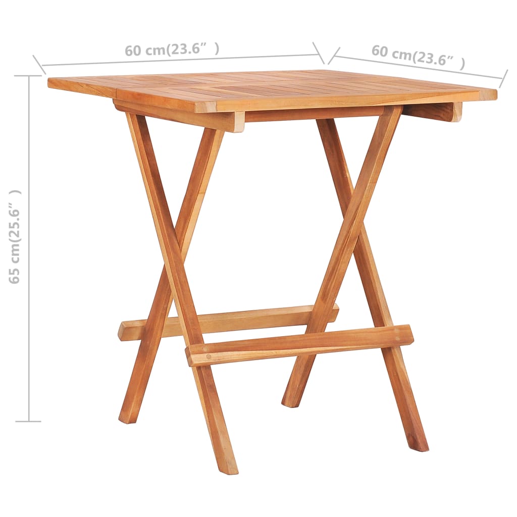 Bistro Table Foldable 60x60x65 cm Solid Teak Wood