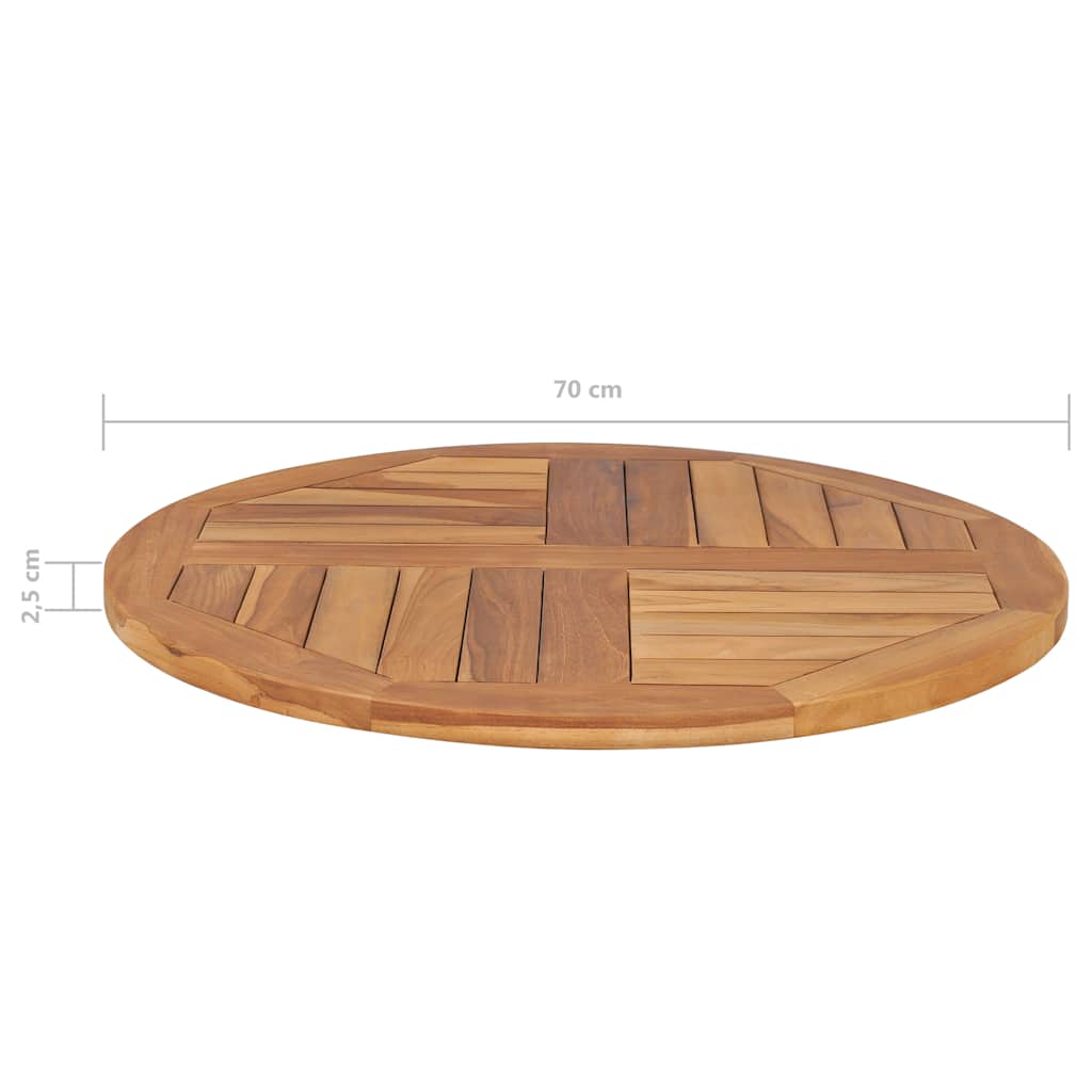 Table top solid wood teak round 2.5 cm 70 cm