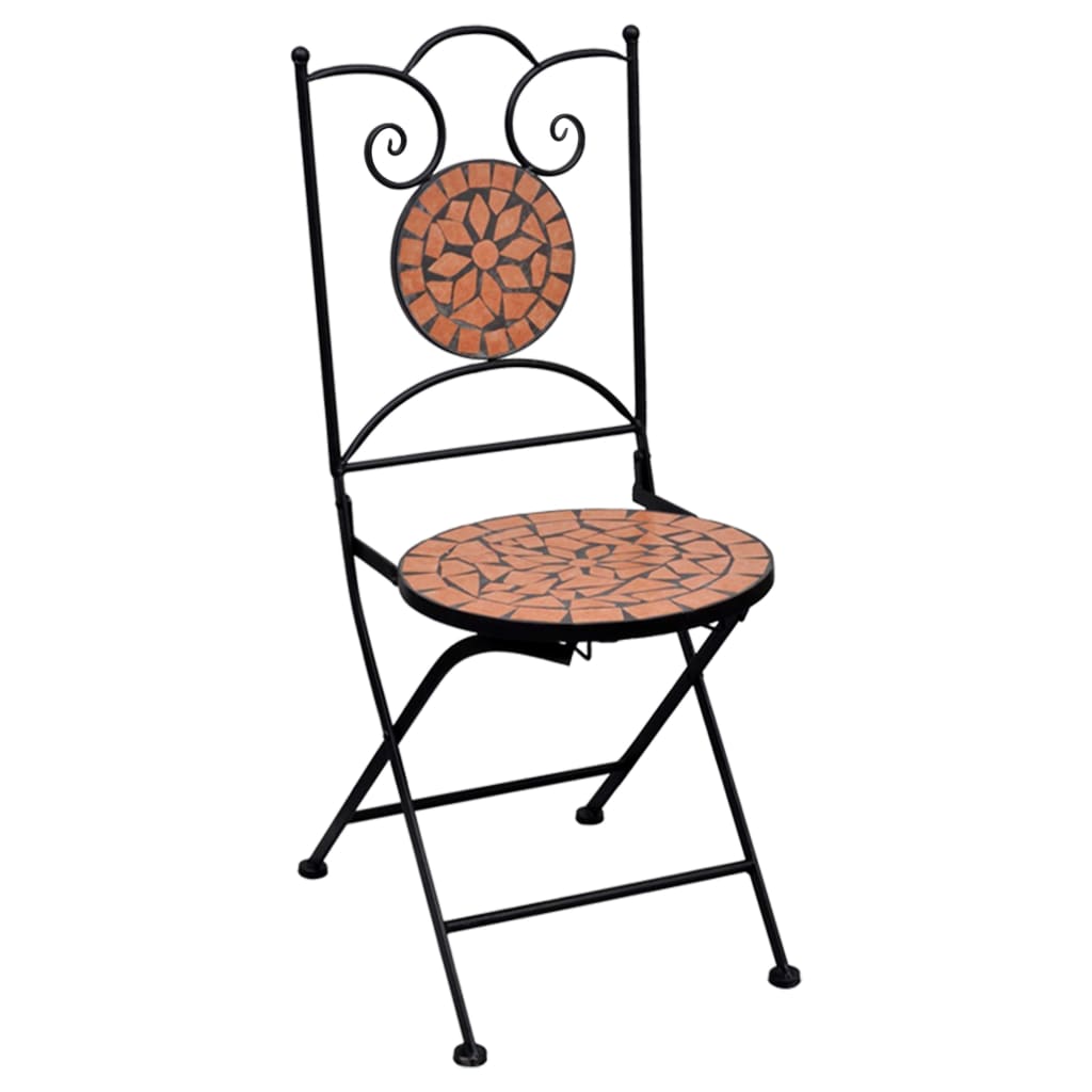 3-tlg. Bistro-Set Mosaik Keramik Terrakotta