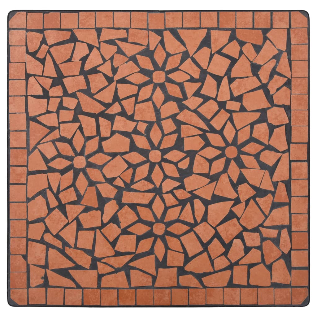 3-tlg. Bistro-Set Mosaik Keramik Terrakotta