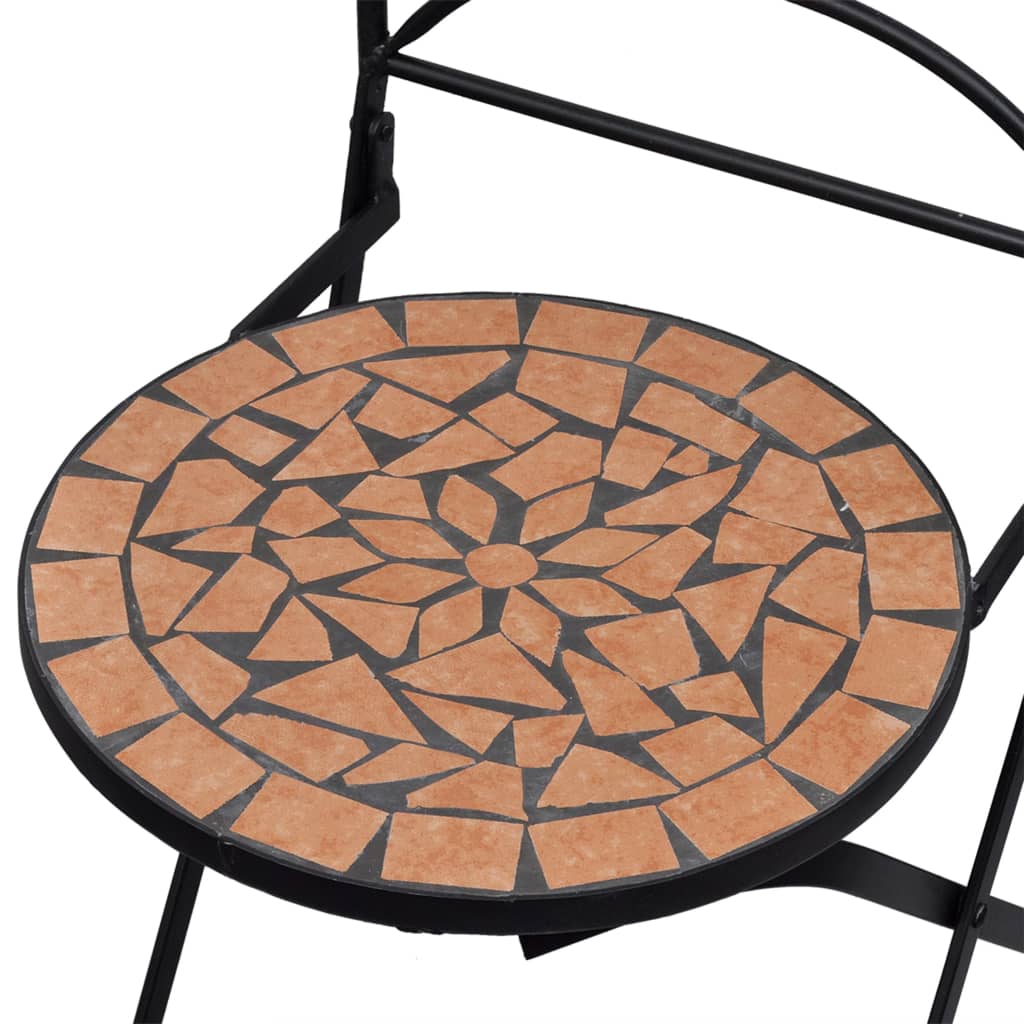 3-tlg. Bistro-Set Mosaik Keramik Terrakotta