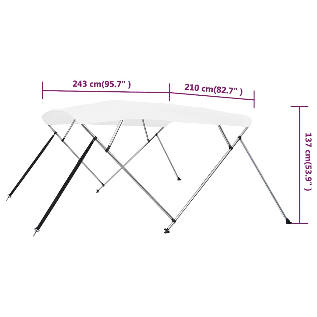 4-Bow Bimini Top Weiß 243x210x137 cm