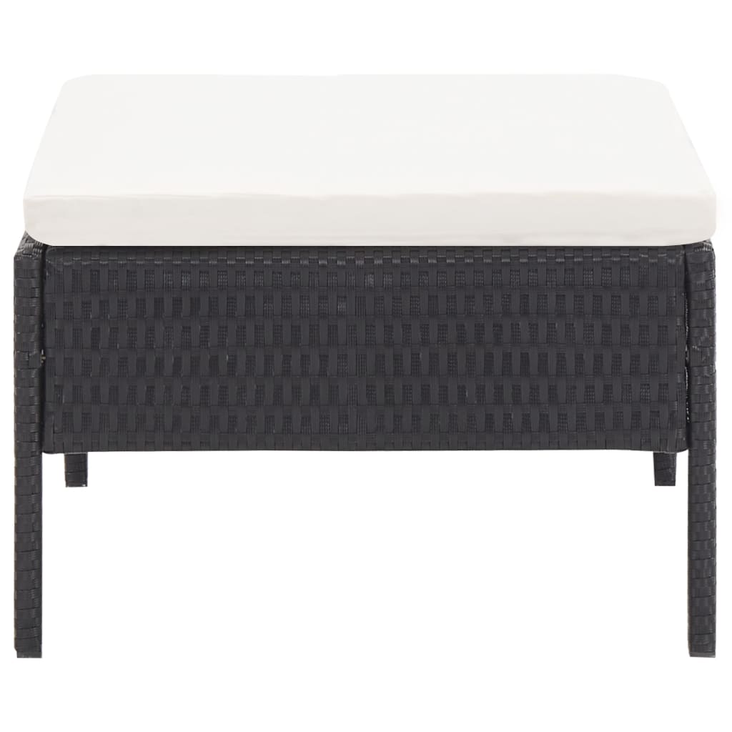 3-tlg. Garten-Lounge-Set mit Auflagen Poly Rattan Schwarz