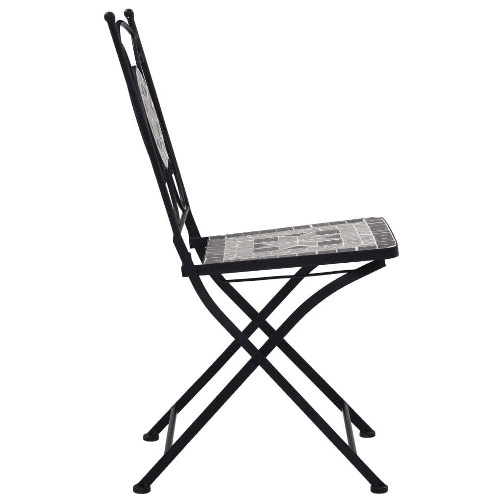 3-tlg. Bistro-Set Mosaik Keramik Grau
