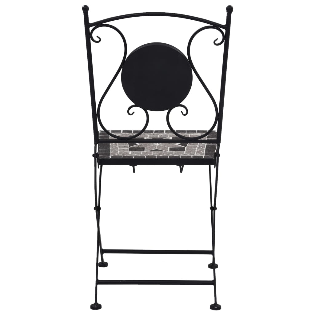 3-tlg. Bistro-Set Mosaik Keramik Grau