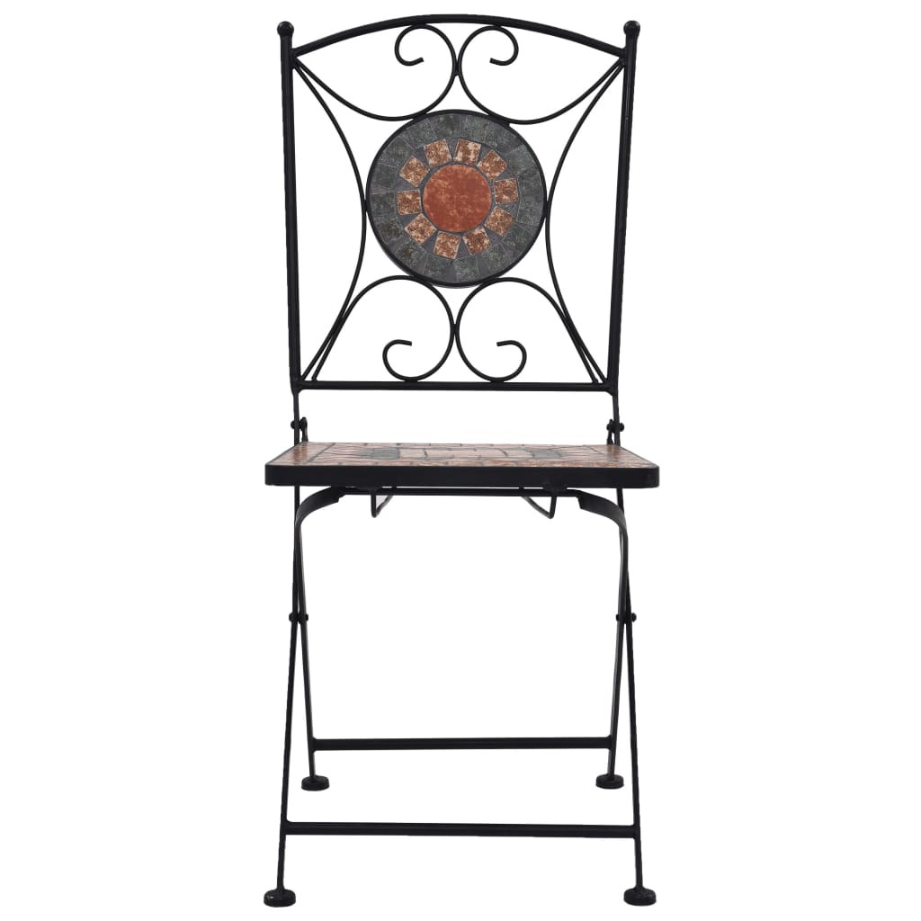 3-tlg. Bistro-Set Mosaik Keramik Orange / Grau