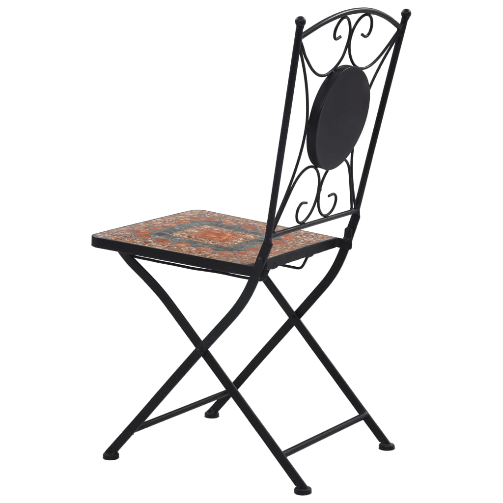 3-tlg. Bistro-Set Mosaik Keramik Orange / Grau