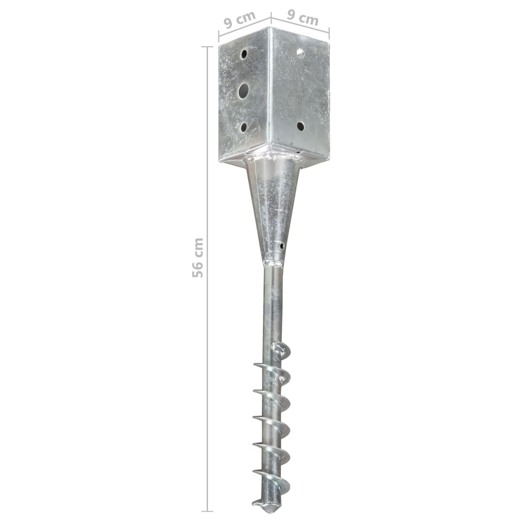 Ground spikes 6 pcs. Silver 9×9×56 cm Galvanized steel