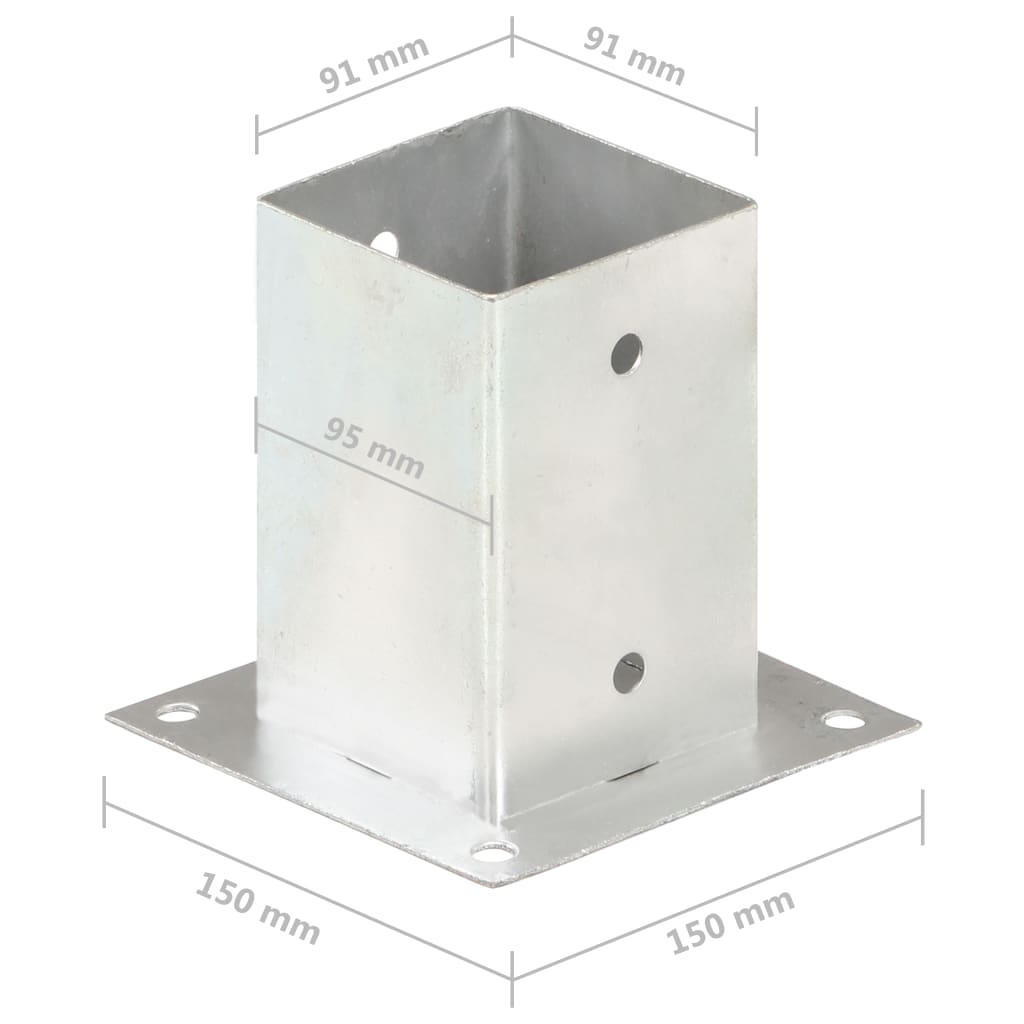 Post anchors 4 pcs. Galvanized metal 91 mm