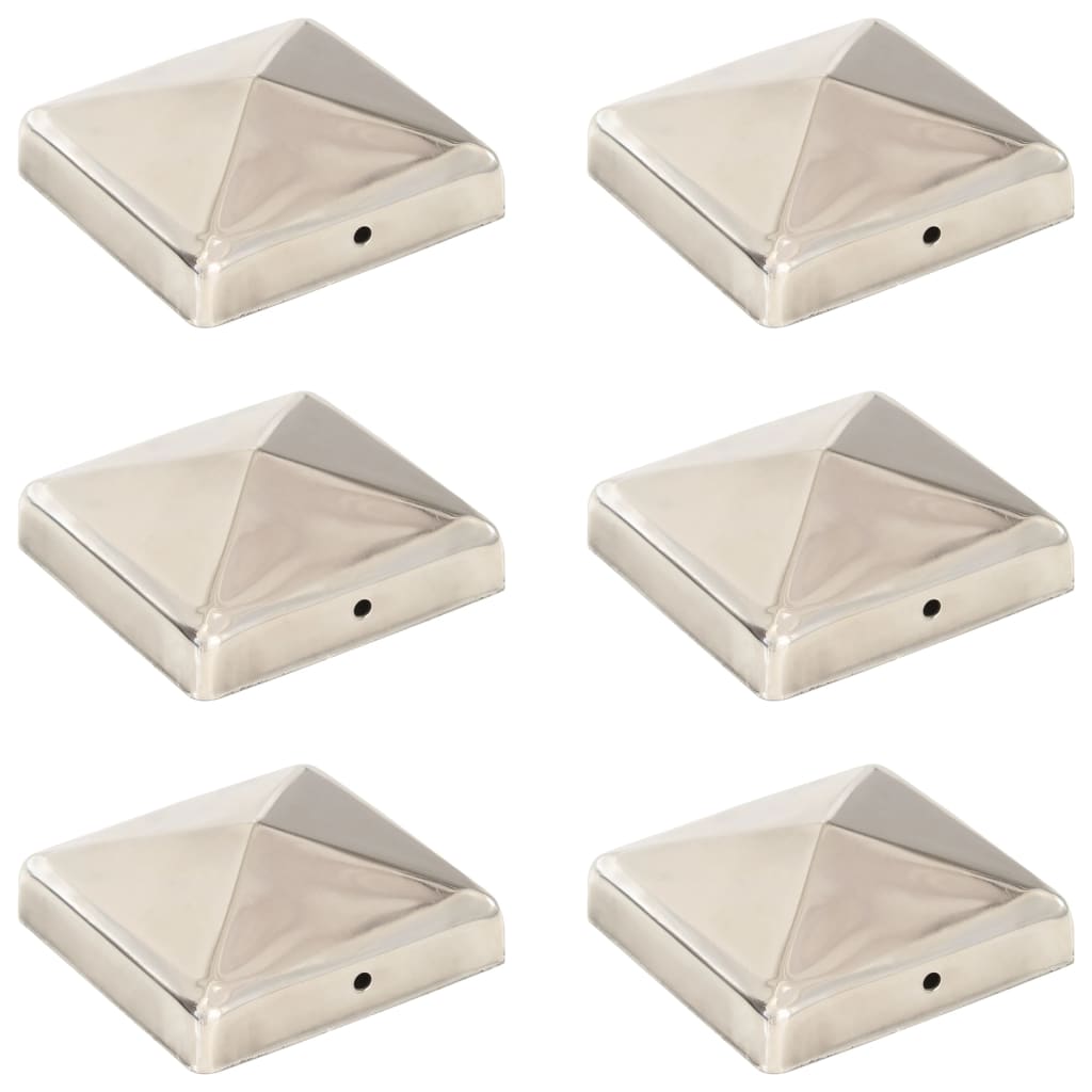 Pfostenkappen 6 Stk. Pyramide Edelstahl 91 x 91 mm