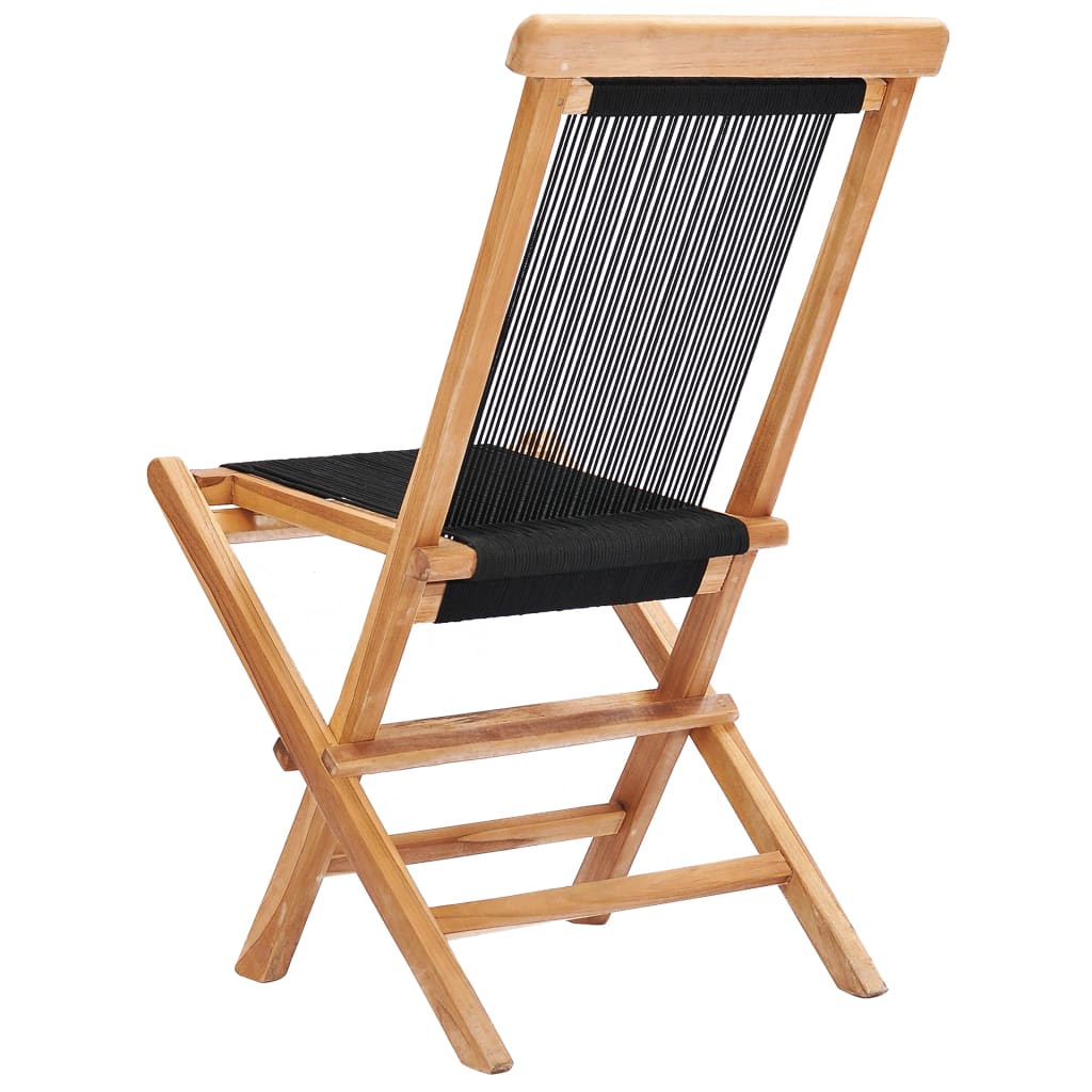 Folding garden chairs 2 pcs. Solid wood teak and rope