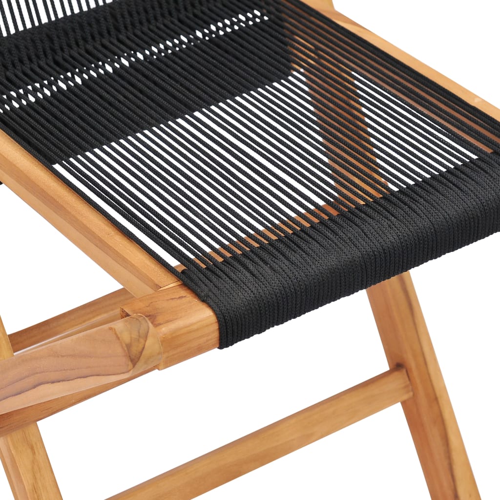 Folding garden chairs 2 pcs. Solid wood teak and rope
