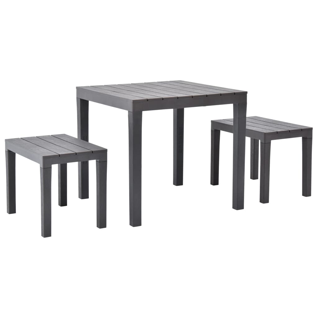Gartentisch mit 2 Bänken Kunststoff Braun