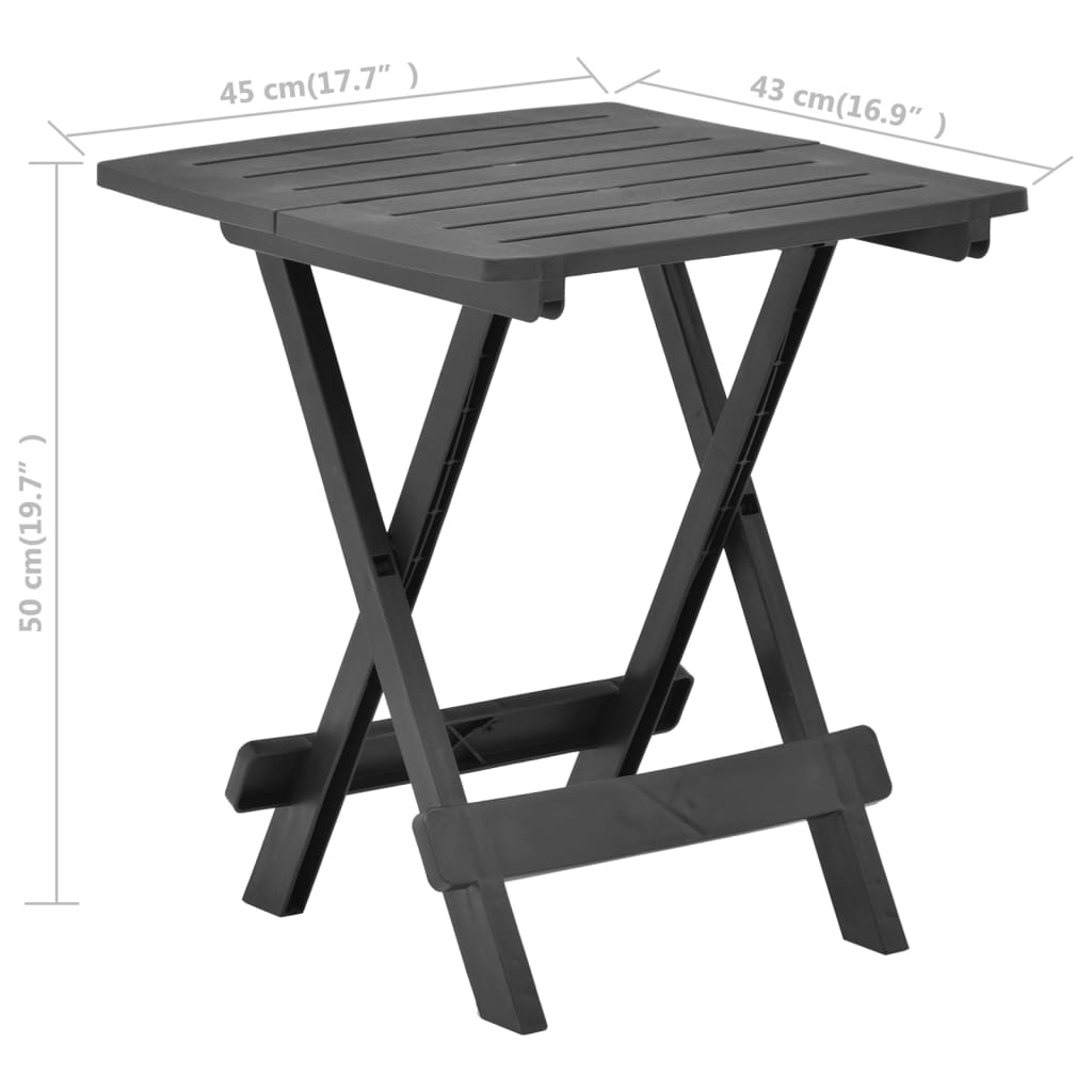 Garden Table Foldable Anthracite 45x43x50 cm Plastic