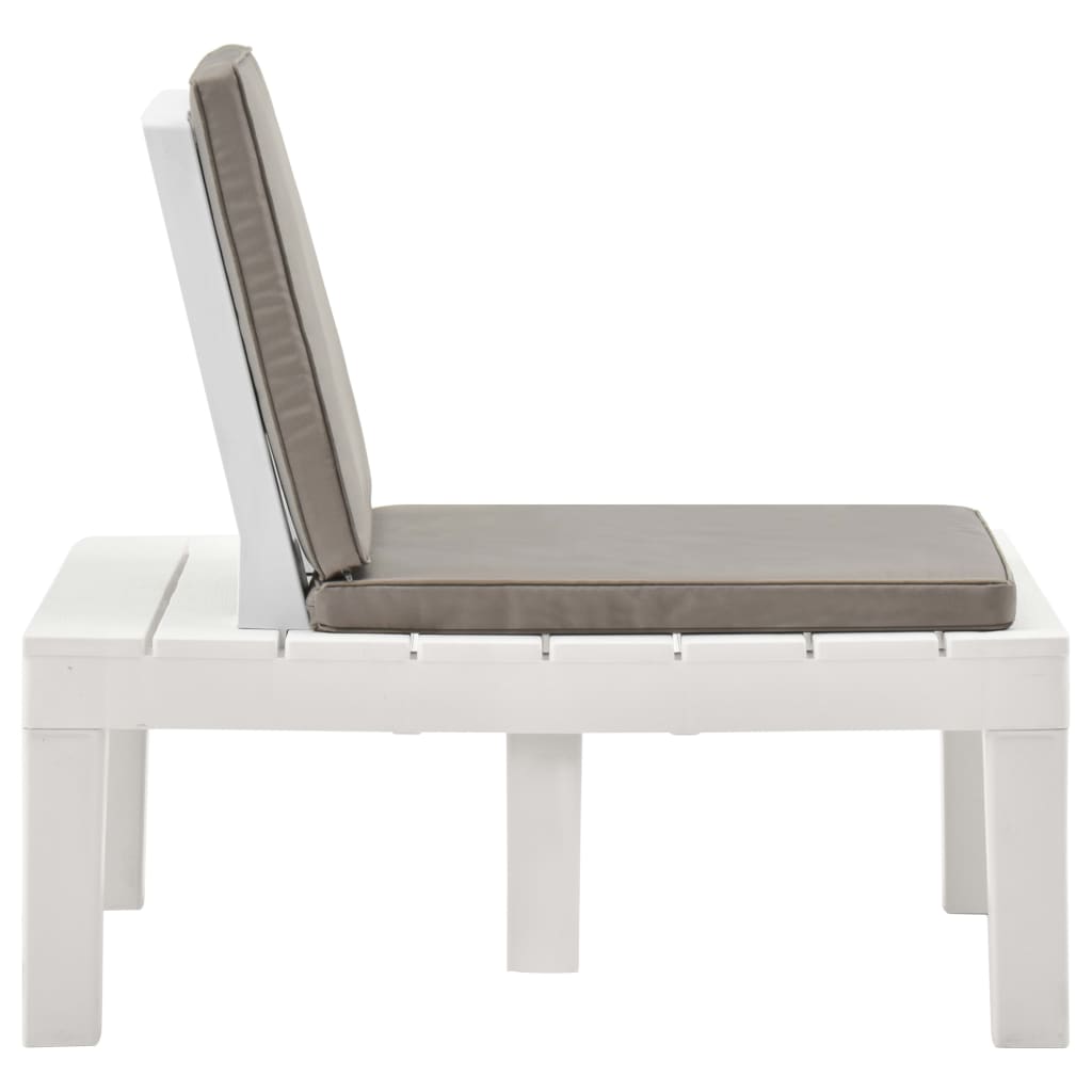 Garden Lounge Chair with Seat Cushion Plastic White