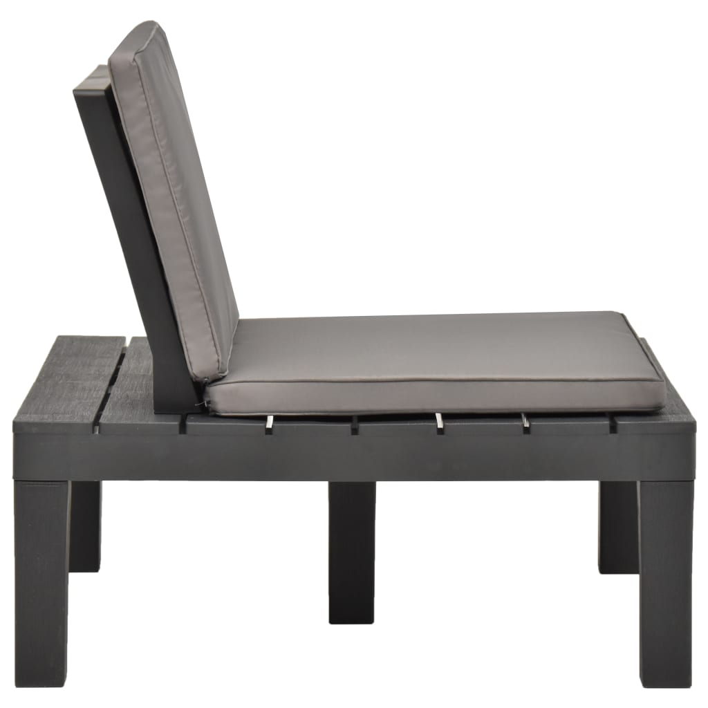 Garden lounge chair with seat cushion plastic anthracite