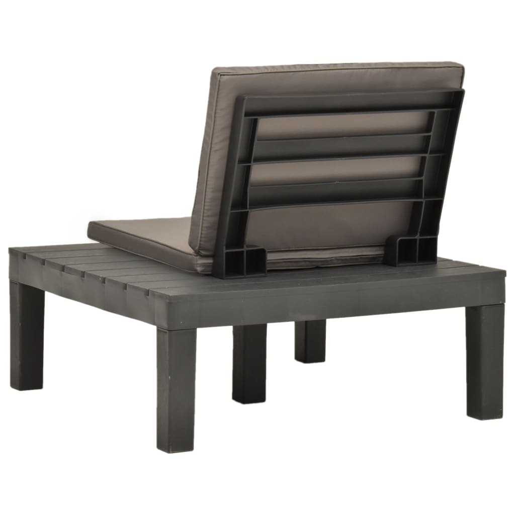 Garden lounge chair with seat cushion plastic anthracite