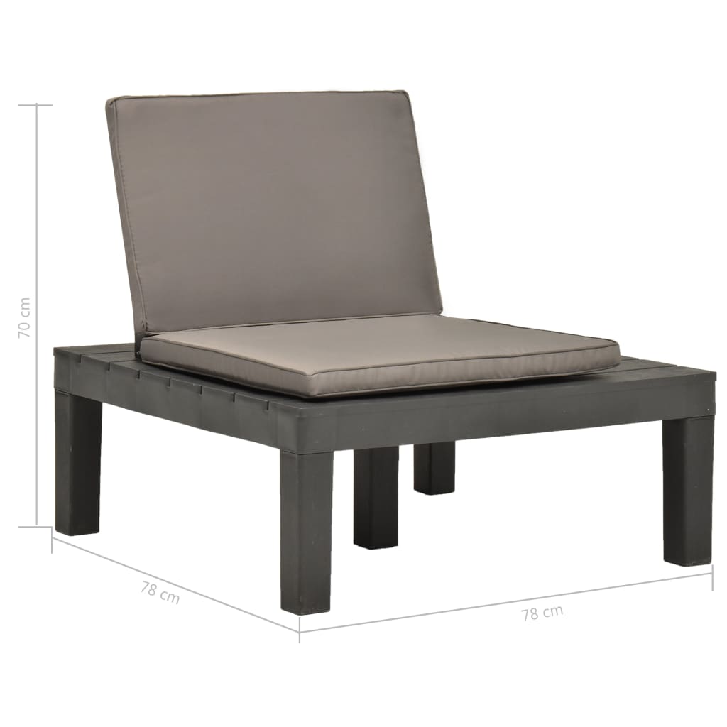 Garden lounge chair with seat cushion plastic anthracite