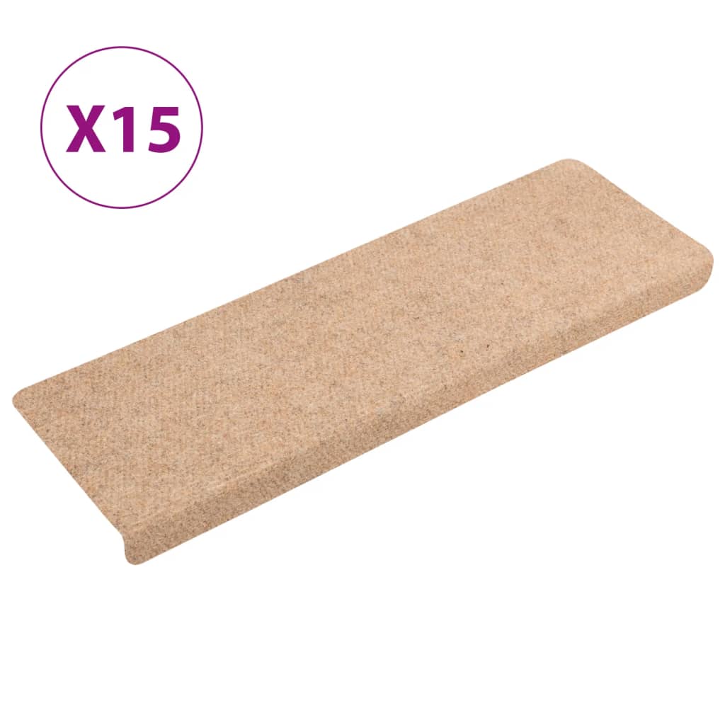 Stair mats 15 pieces. Needle felt 65x21x4 cm cream
