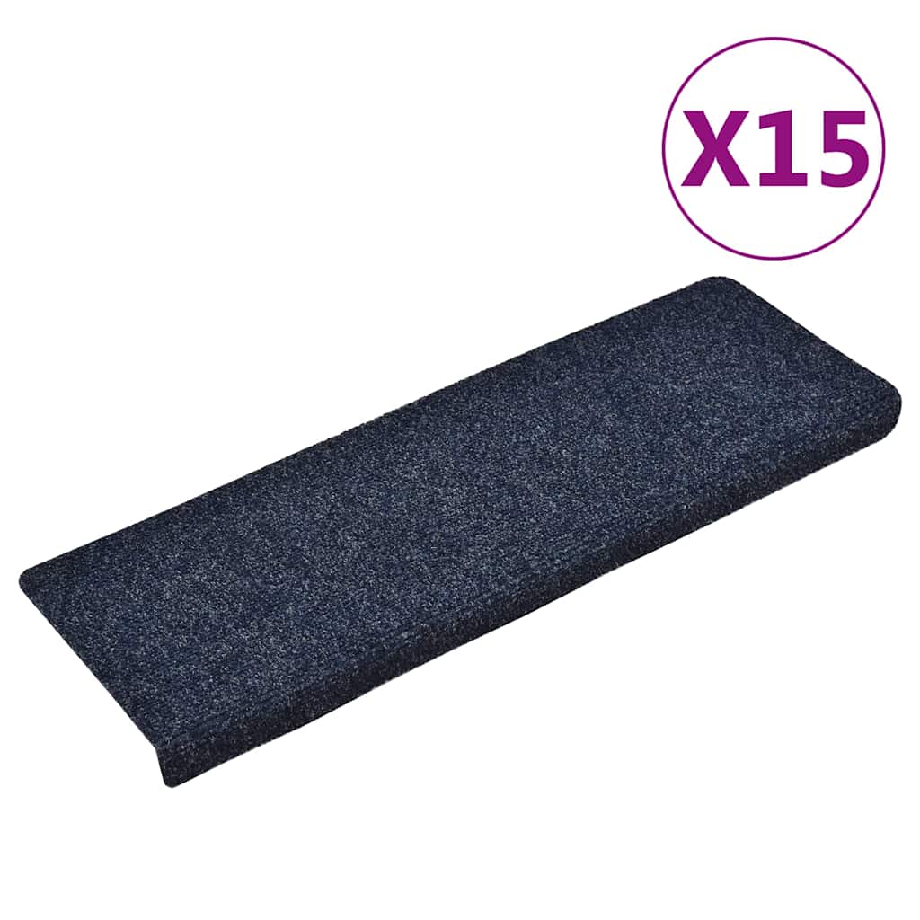 Stair mats 15 pcs. Needle felt 65x21x4 cm Blue