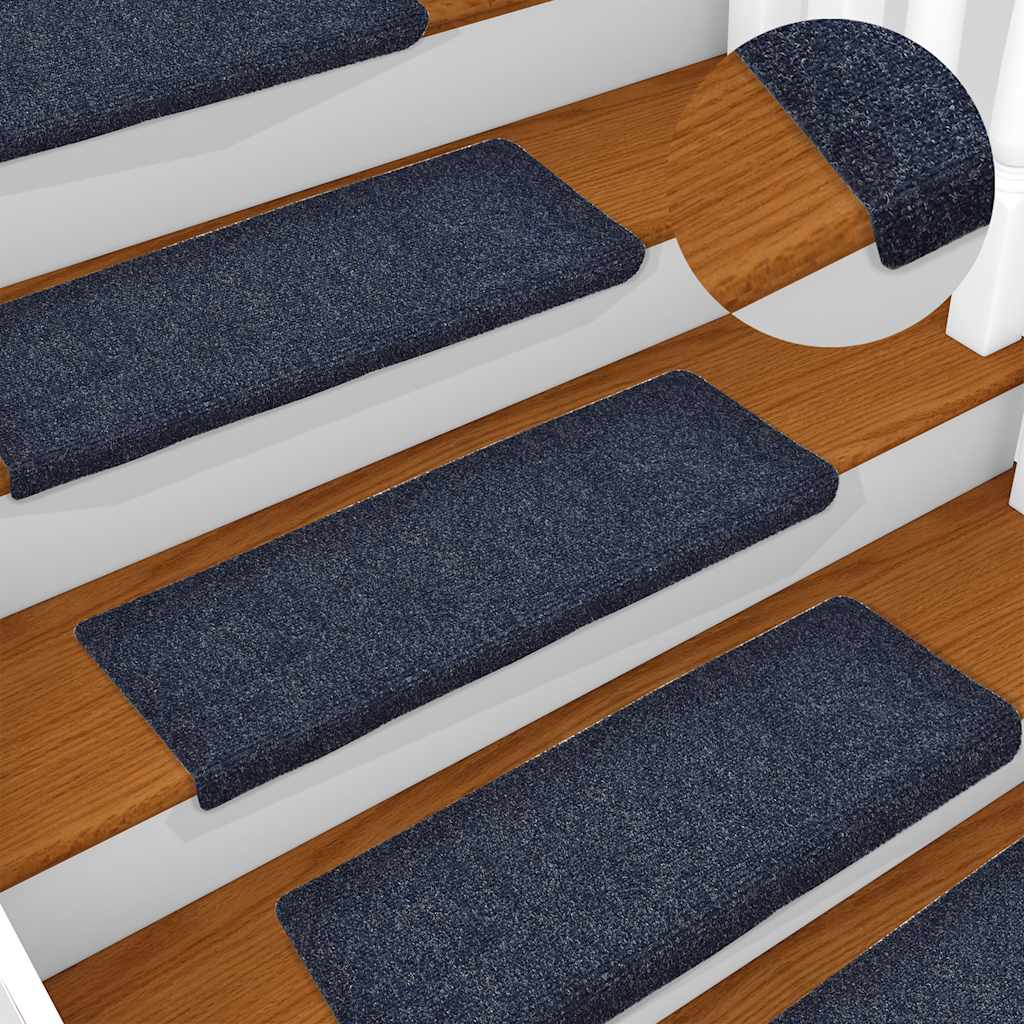 Stair mats 15 pcs. Needle felt 65x21x4 cm Blue