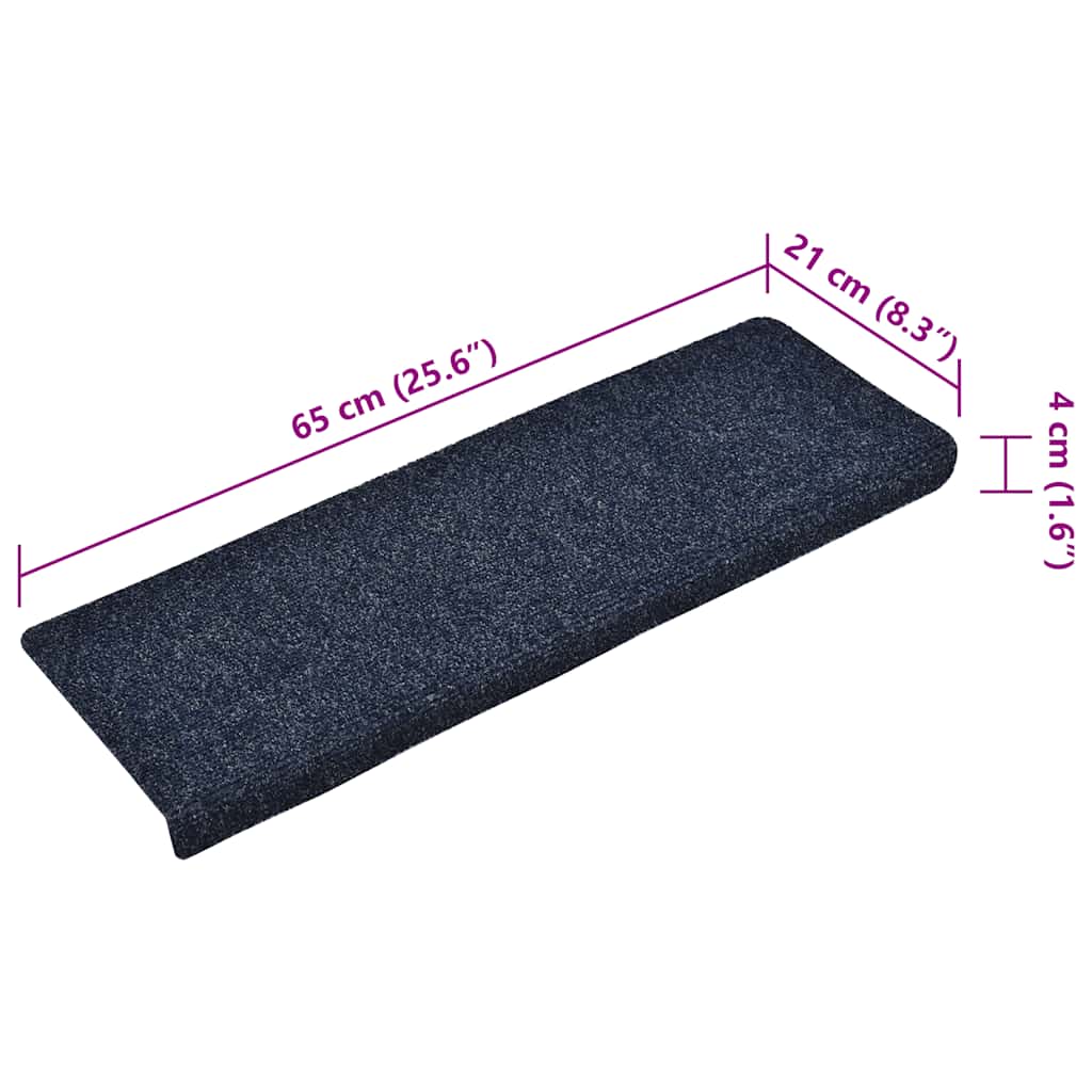 Stair mats 15 pcs. Needle felt 65x21x4 cm Blue
