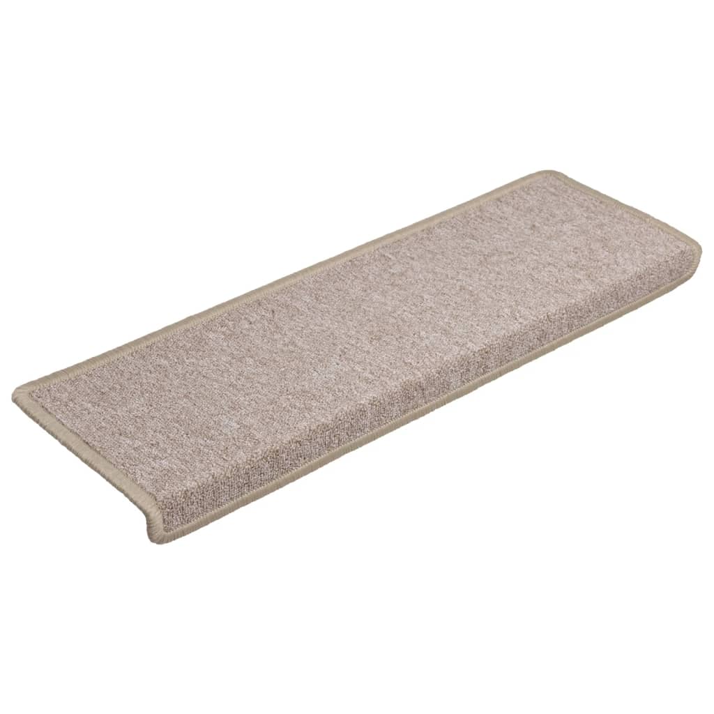 Carpet stair treads 15 pieces 65x21x4 cm taupe