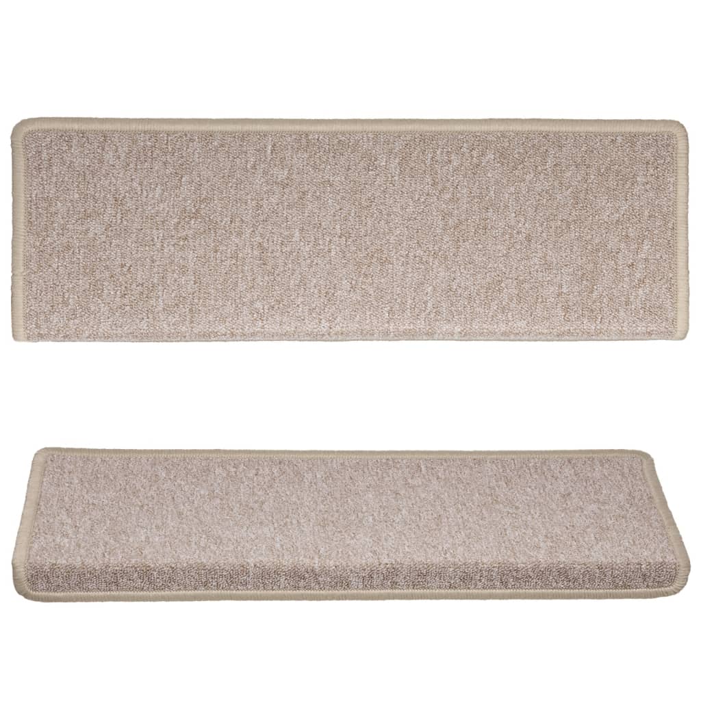 Carpet stair treads 15 pieces 65x21x4 cm taupe
