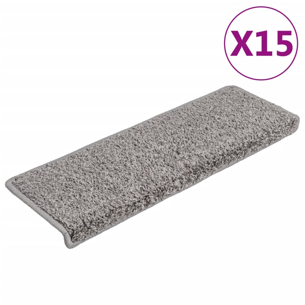 Carpet stair treads 15 pcs. 65x21x4 cm gray