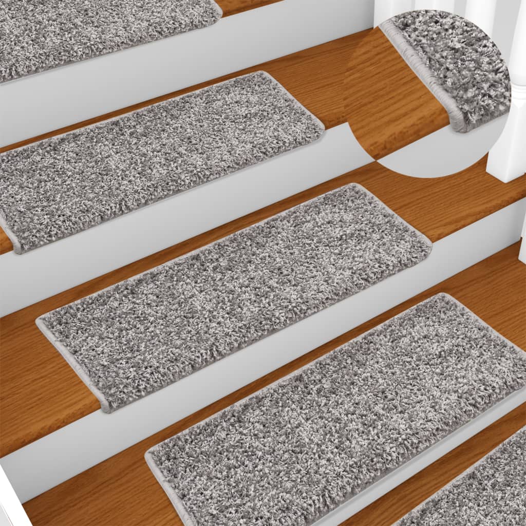 Carpet stair treads 15 pcs. 65x21x4 cm gray
