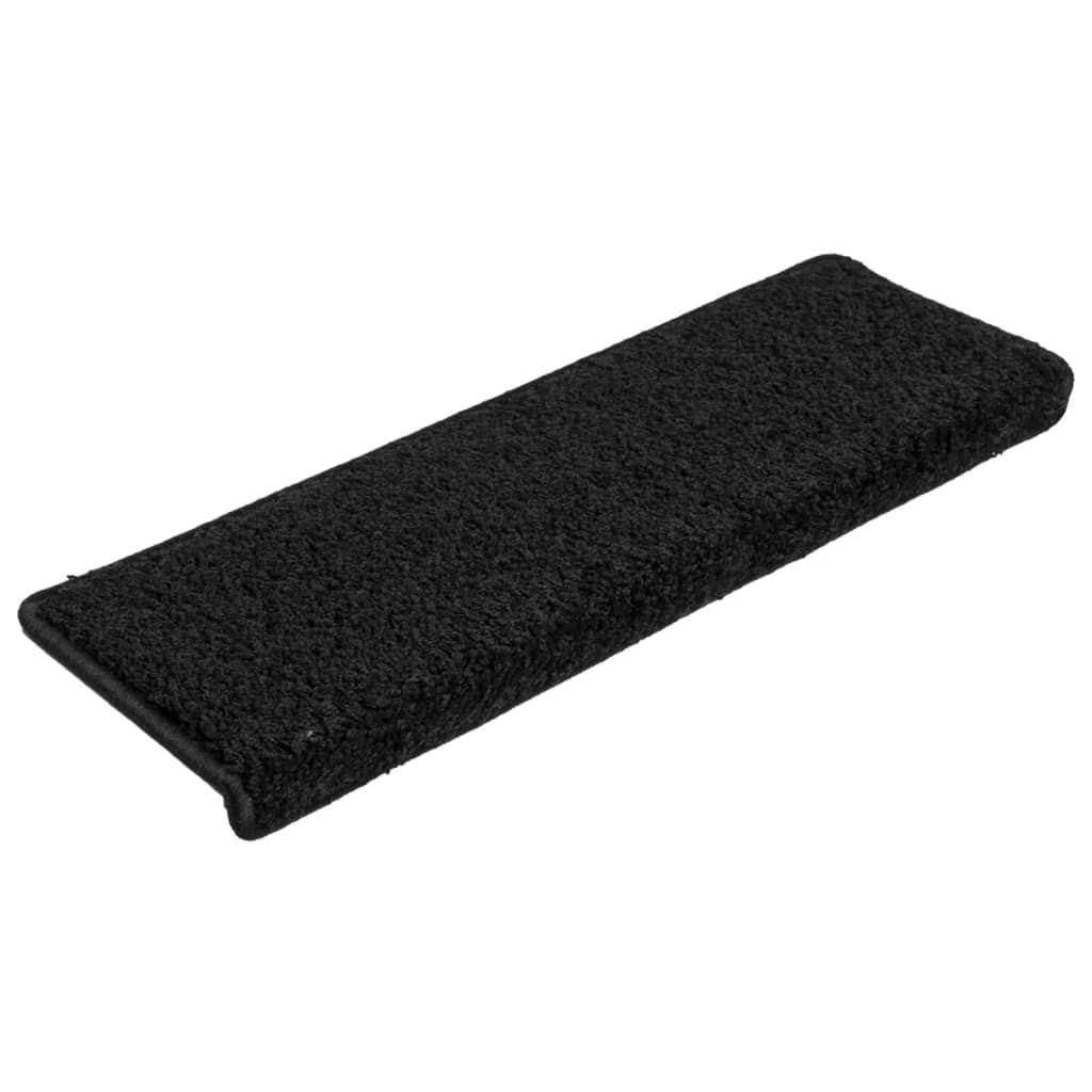 Carpet stair treads 15 pieces 65x21x4 cm black