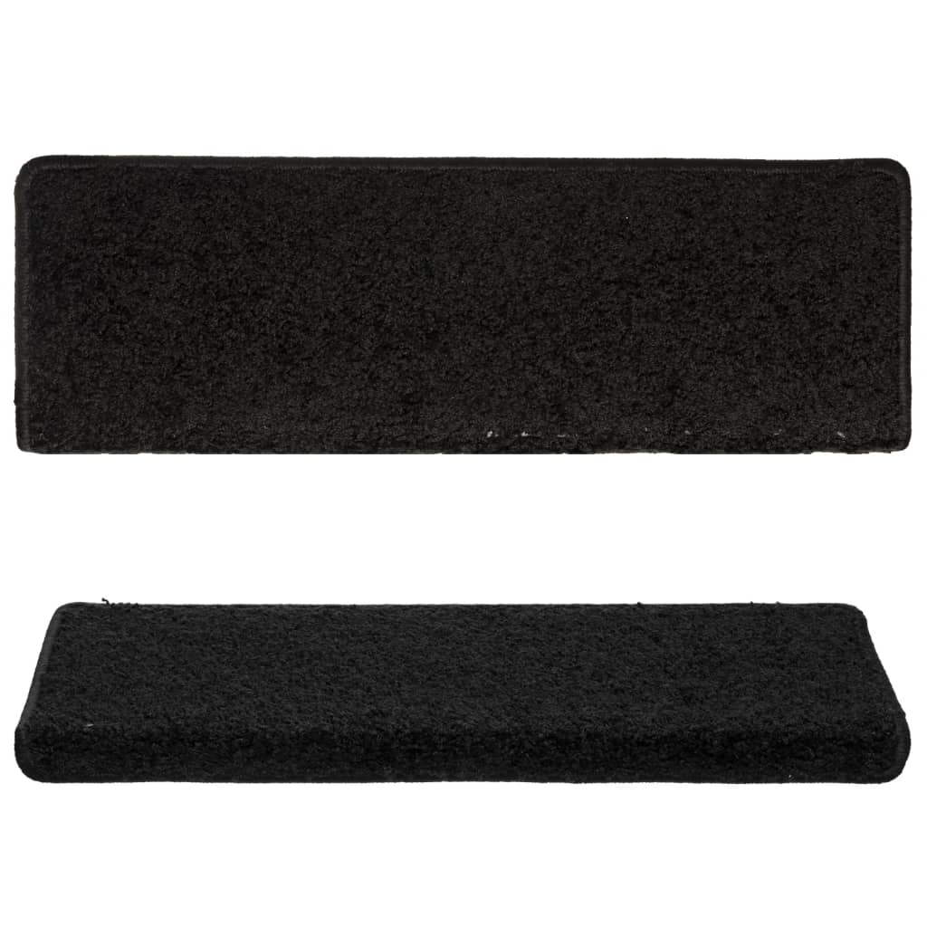 Carpet stair treads 15 pieces 65x21x4 cm black