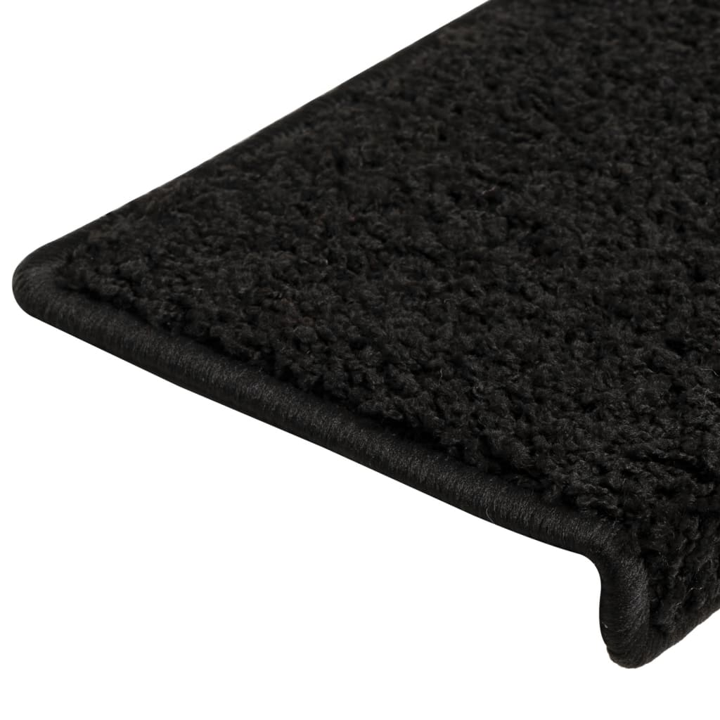 Carpet stair treads 15 pieces 65x21x4 cm black
