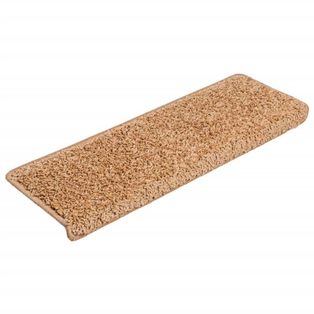 Carpet stair treads 15 pieces 65x21x4 cm beige