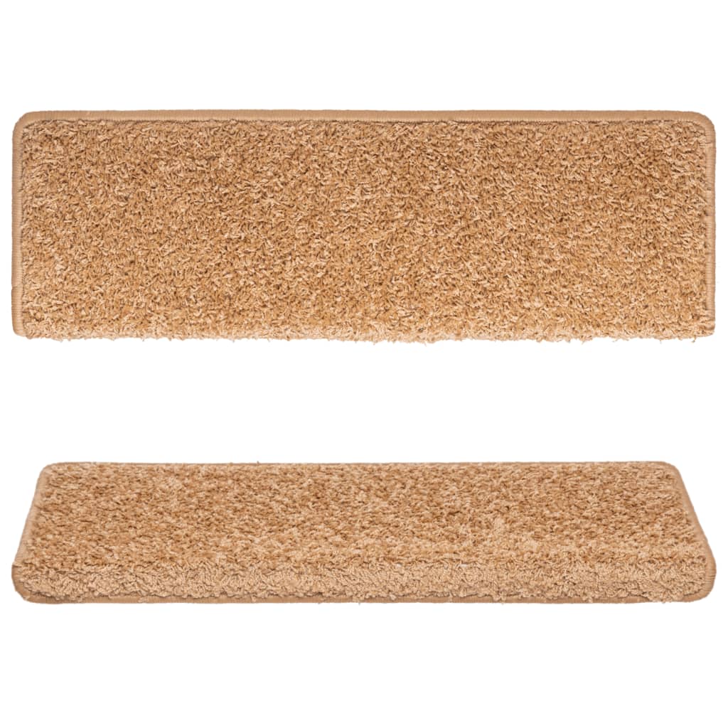 Carpet stair treads 15 pieces 65x21x4 cm beige