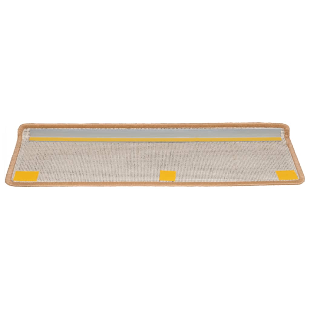 Carpet stair treads 15 pieces 65x21x4 cm beige